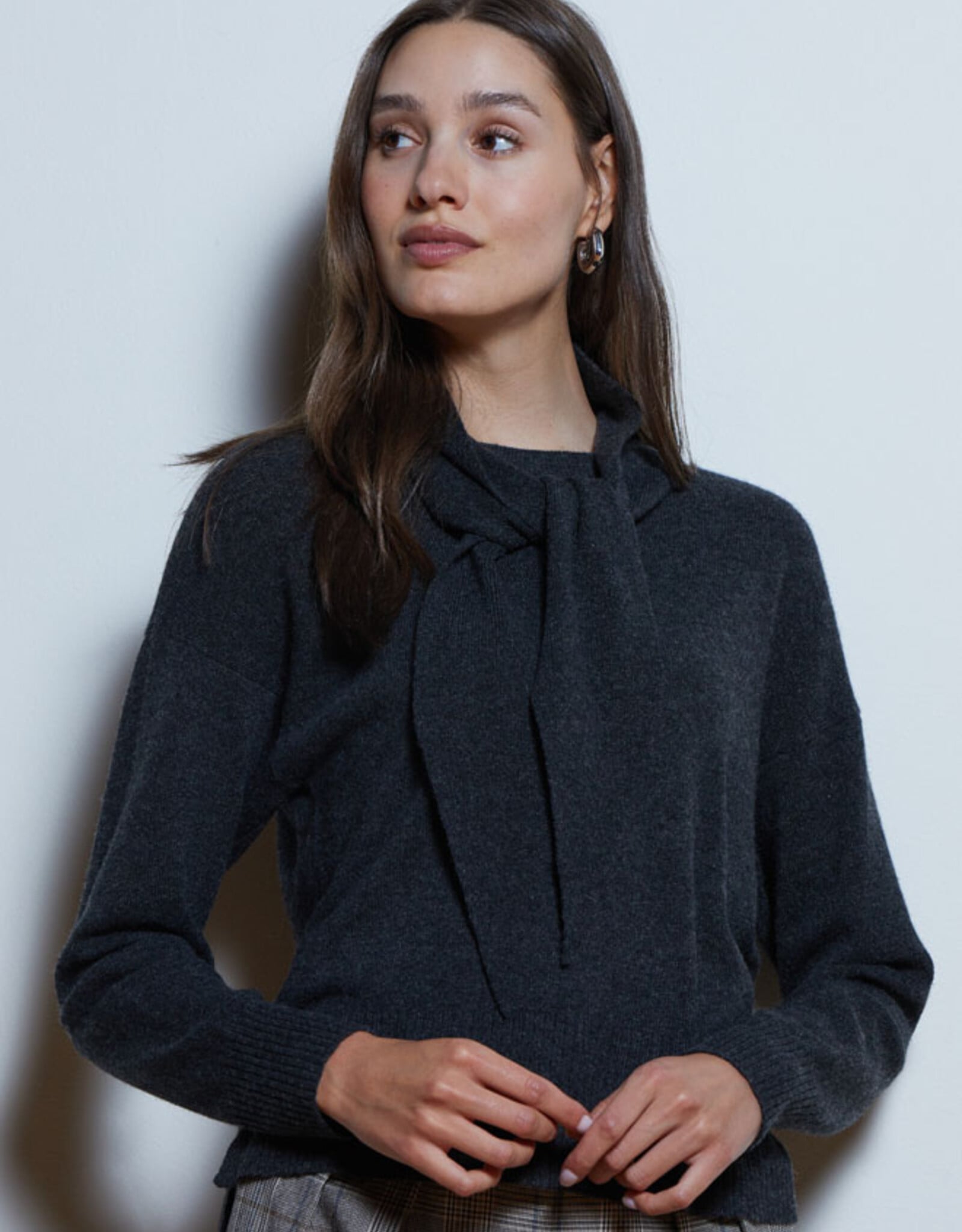 Autumn Cashmere Tie NeckCrew