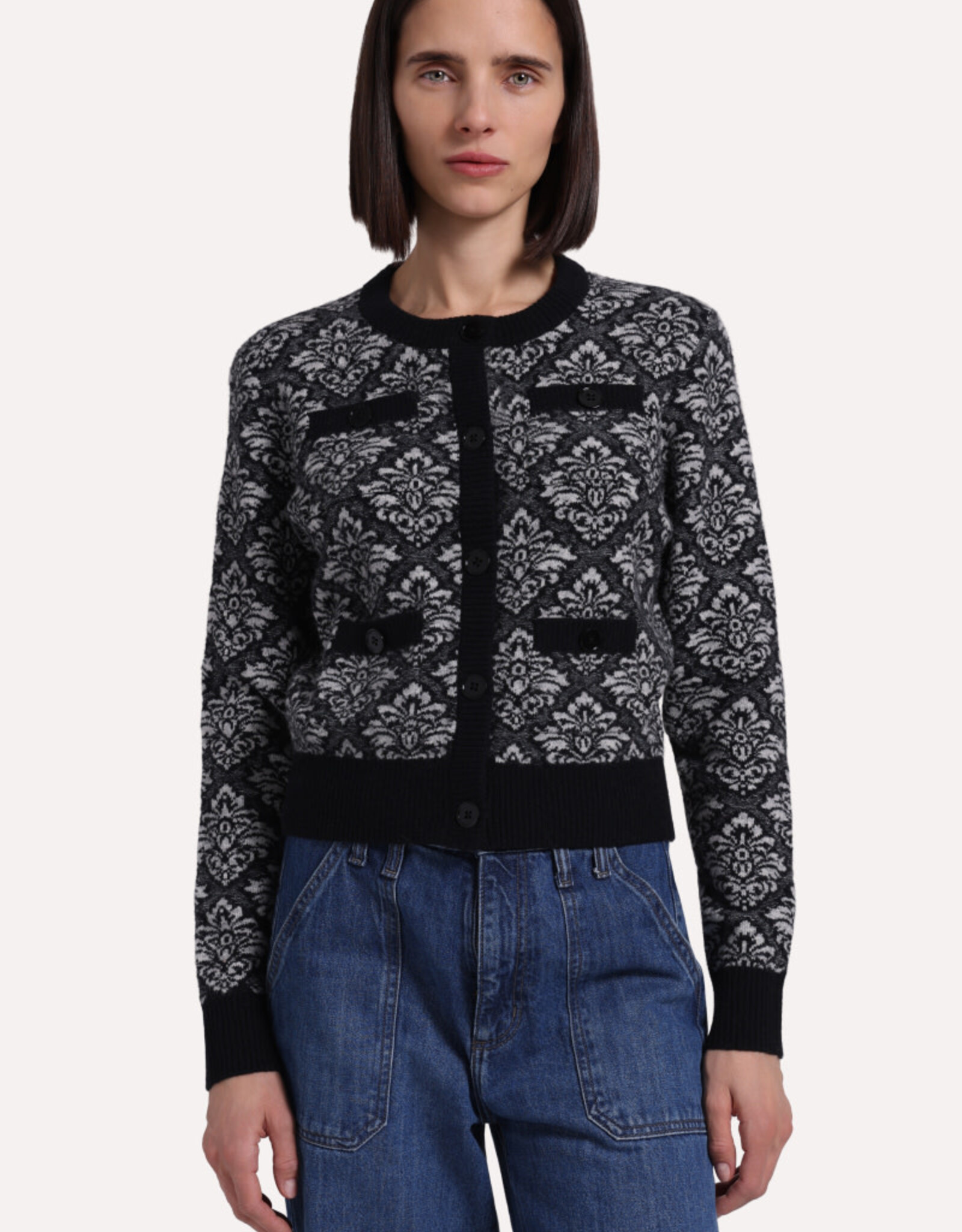 MINNIE ROSE 9940 Damask Jacquard Cardi