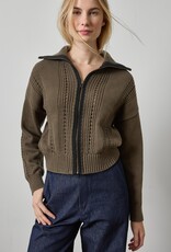 Lilla P Contrast Collar Zip Cardi PA3502