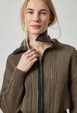 Lilla P Contrast Collar Zip Cardi PA3502