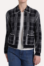 MINNIE ROSE Plaid Collar Cardi 9925