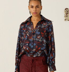 Alix of Bohemia Emery Indigo Kilim Silk Shirt