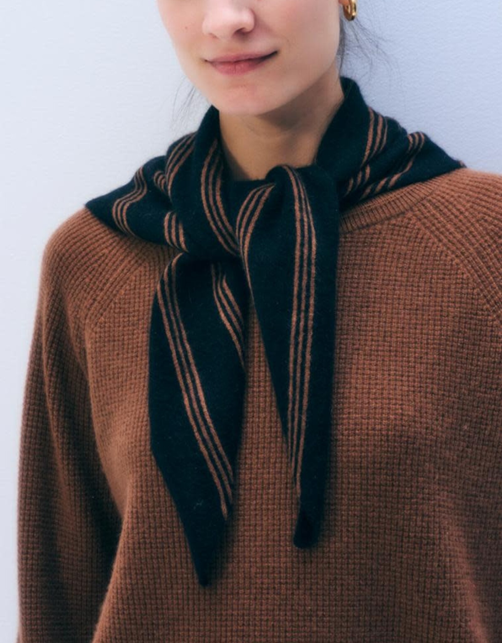 White + Warren Cashmere Striped Neckerchief 20594A