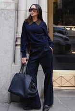 White + Warren Contrast Collar Sweater