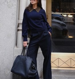 White + Warren Constrast Collar Sweater