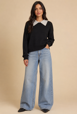 White + Warren Contrast Collar Sweater