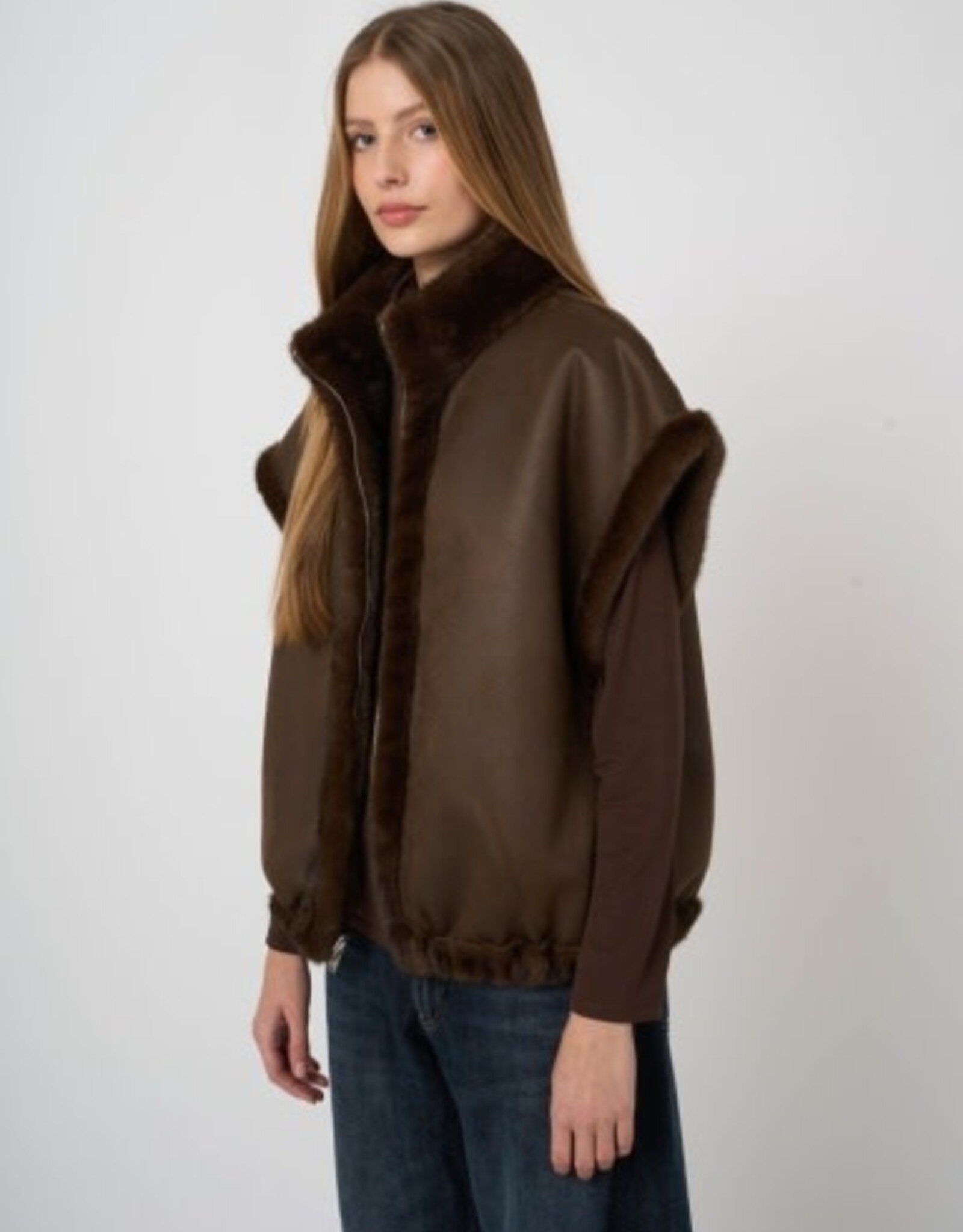 REPEAT CASHMERE Faux Fur Vest