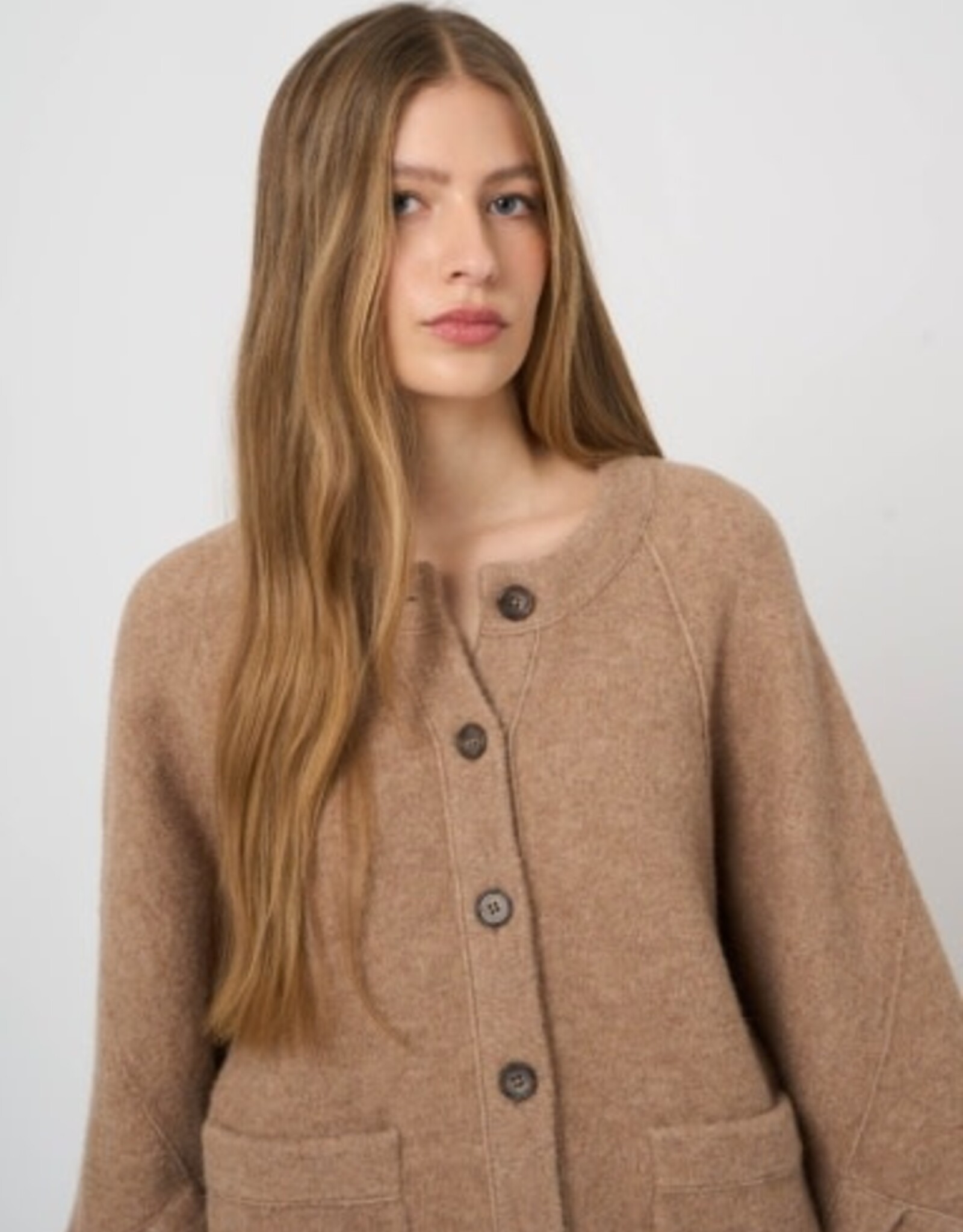 REPEAT CASHMERE Cardigan w/Indented Sleeve