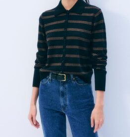 White + Warren Cashmere Striped Cardi
