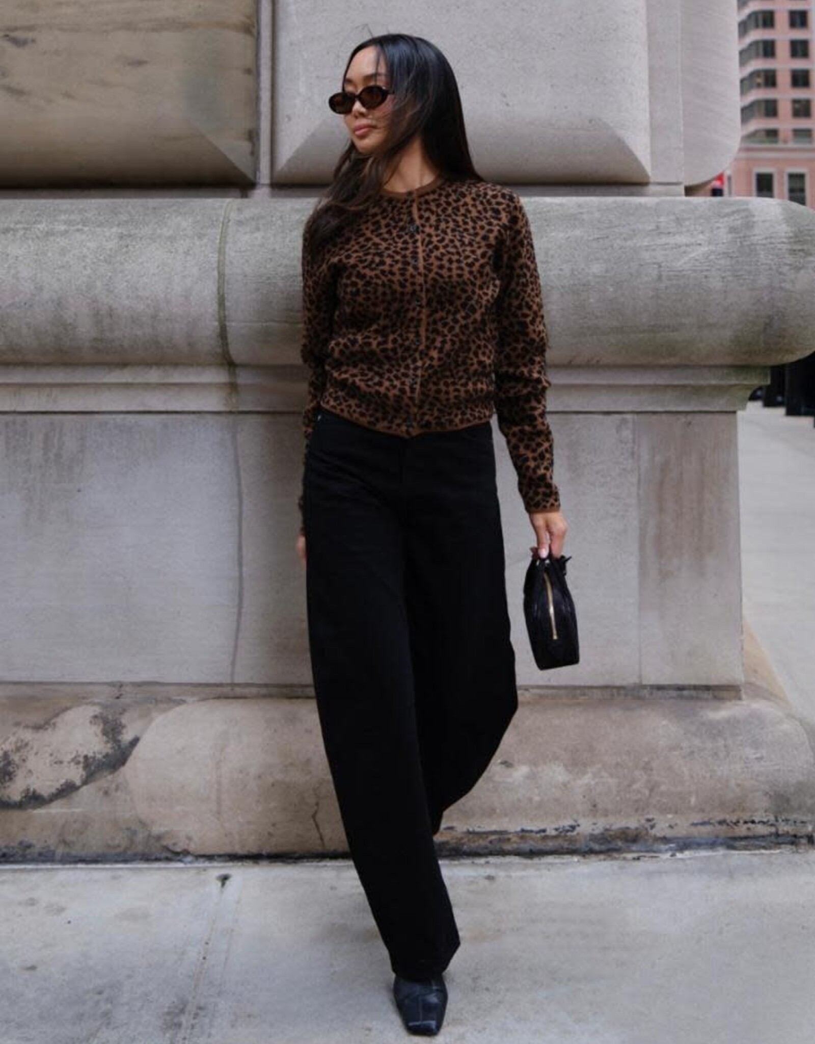 White + Warren Leopard Print Cardi
