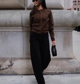 White + Warren Leopard Print Cardigan