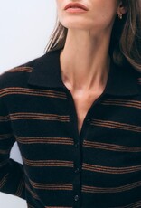 White + Warren Cashmere Striped Cardi 21467A