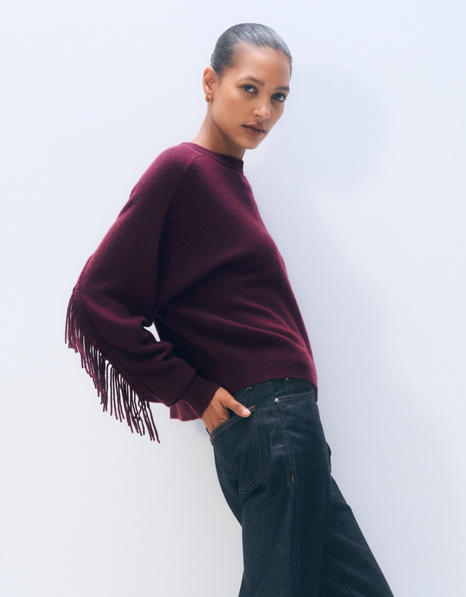 White + Warren Luxe Fringe Crew
