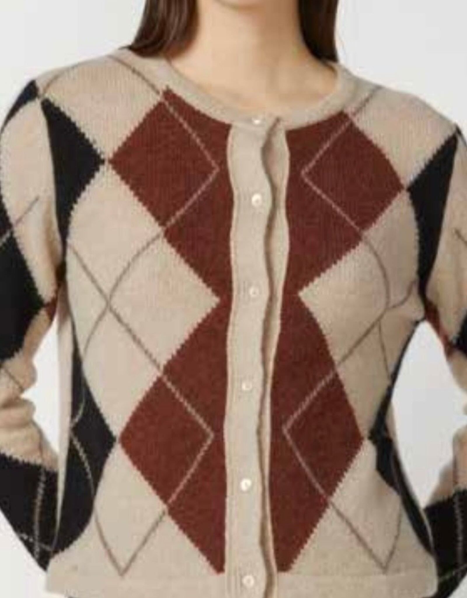 Kokun KS7098 argyle cash cardi