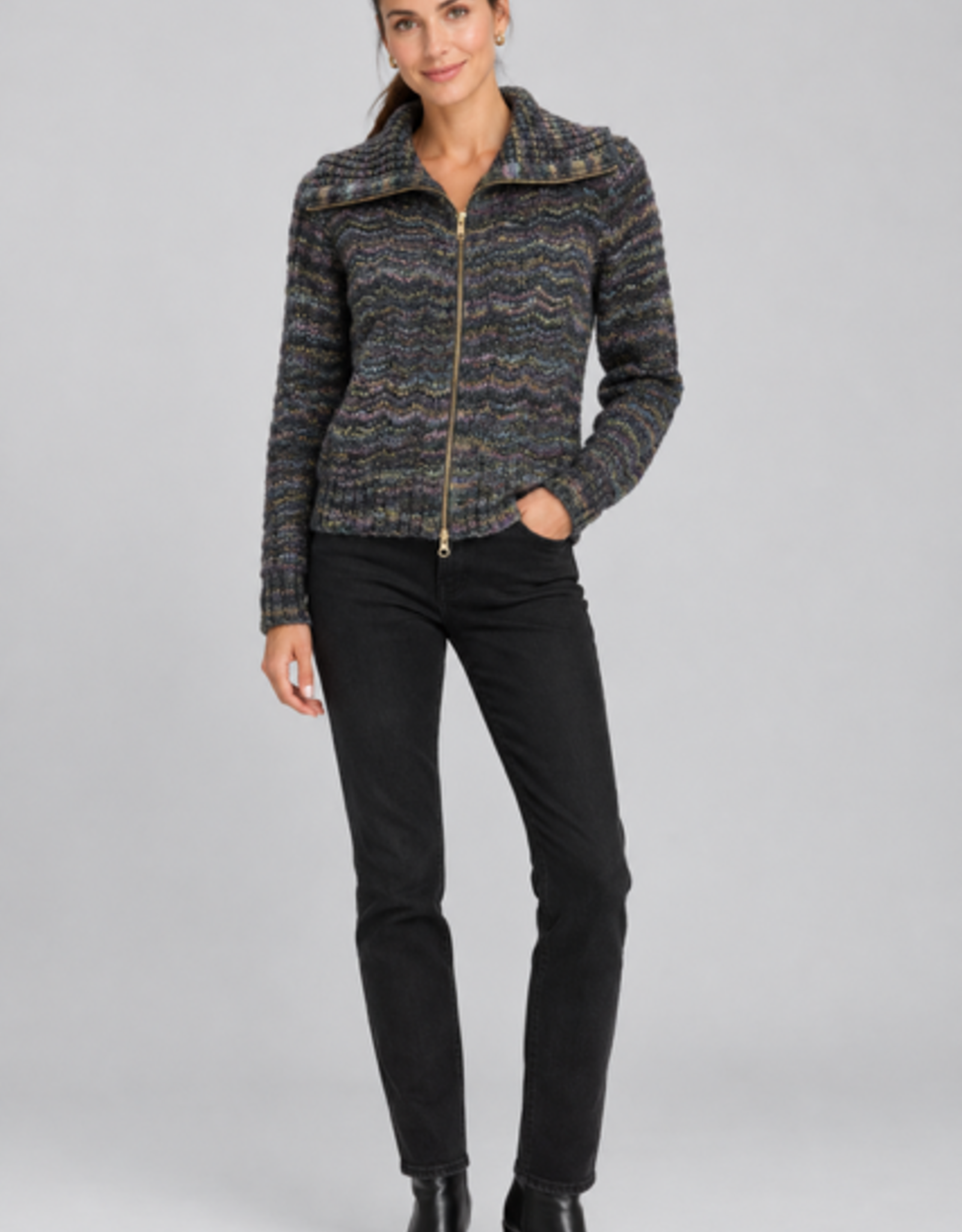 Autumn Cashmere Zip Front  Cardigan