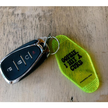 Mary Kathryn Design Copy of Oopsie I Hit A Curb Keychain-Clear Yellow