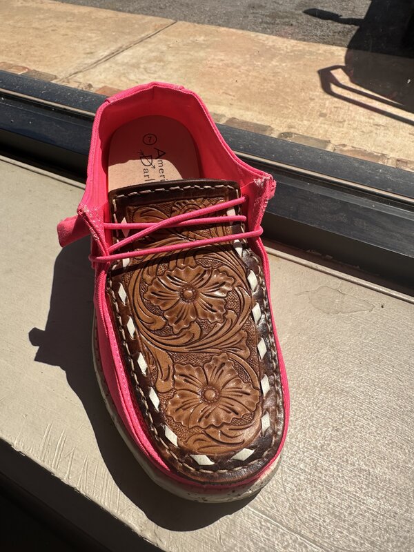 American Darling American Darling  Hand Tooled Carved Genuine Leather Trim Lightweight Shoe