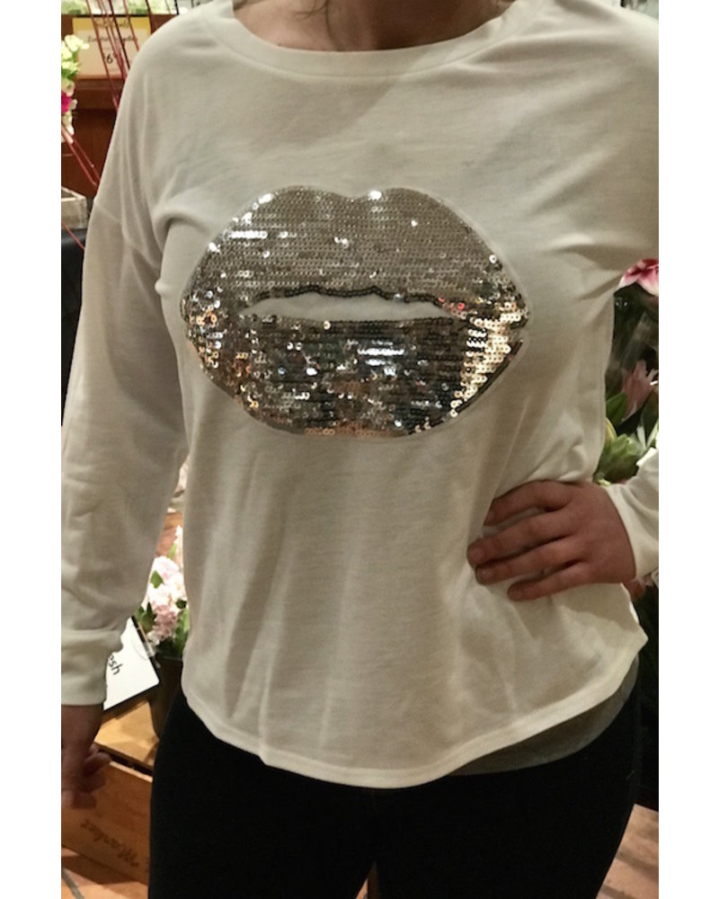 sequin lip sweatshirt