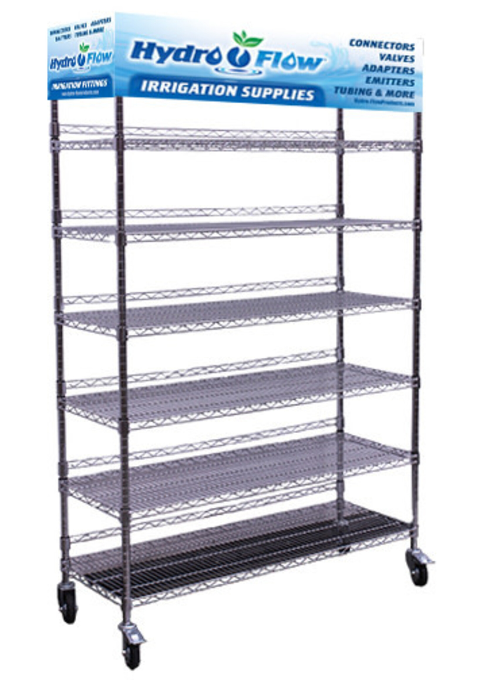 Hydro Flow Hydro Flow Commercial Grade Chrome Storage Rack - 6 Shelves w/ Backstop & Casters