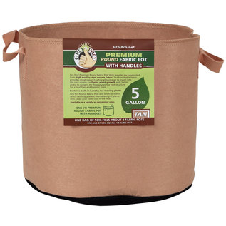 Gro Pro Gro Pro Premium Round Fabric Pot w/ Handles 5 Gallon Tan