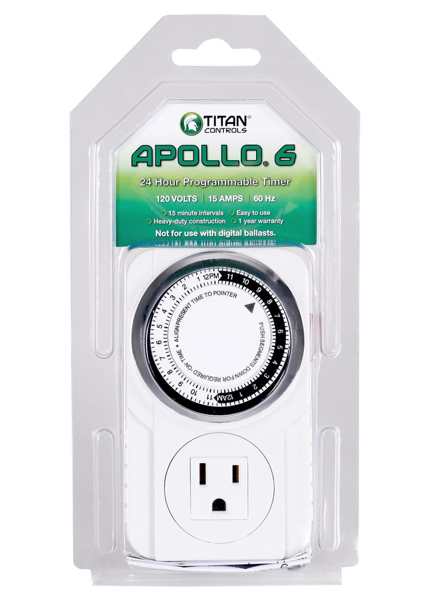 Titan Controls Titan Controls Apollo 6 - One Outlet Mechanical Timer (10/Cs)