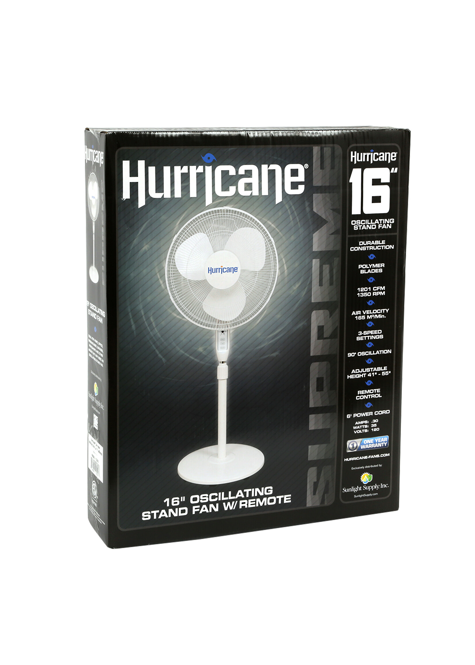 Hurricane Hurricane Supreme Oscillating Stand Fan w/ Remote - 16 in - White