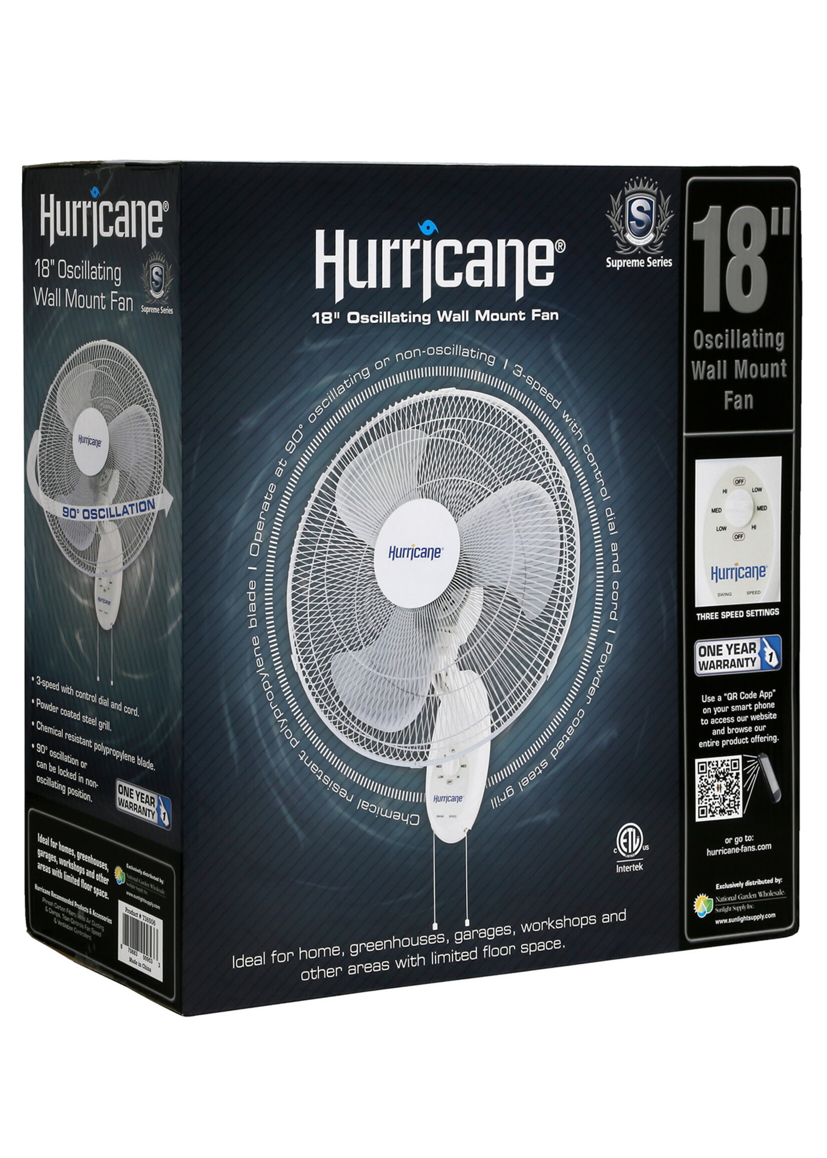 Hurricane Hurricane Supreme Oscillating Wall Mount Fan 18 in (36/Plt)