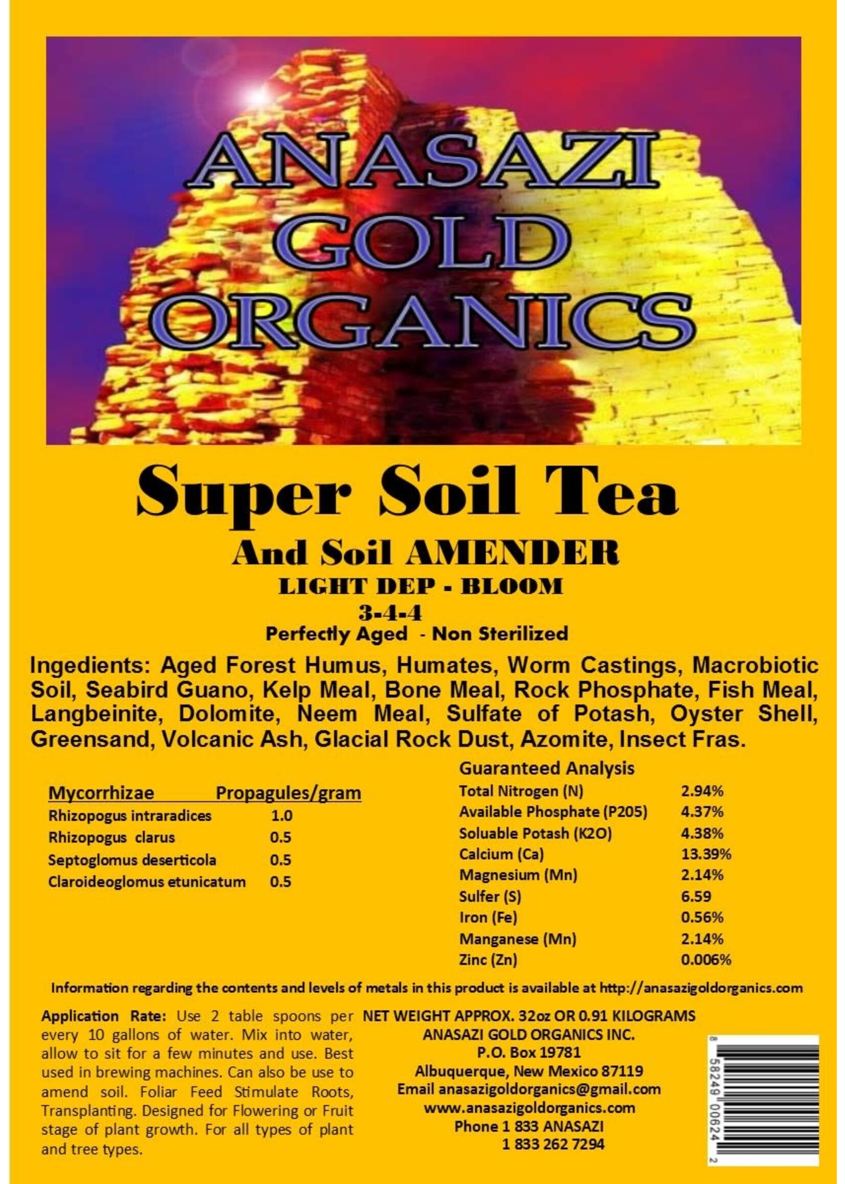 Anasazi Gold SOIL TEA AND AMENDMENT LIGHT DEP BLOOM 2LB