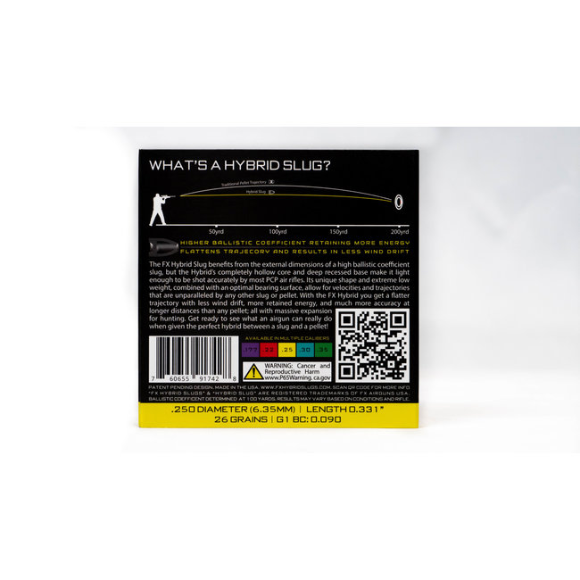 FX Airguns FX Hybrid Slugs .25 Cal - 26gr - 100ct