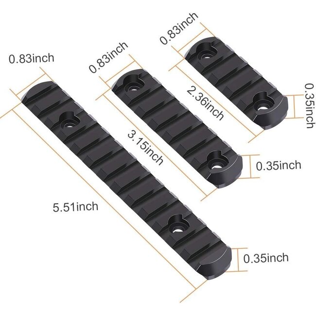 M-Lok Picatinny Rails - 3pcs