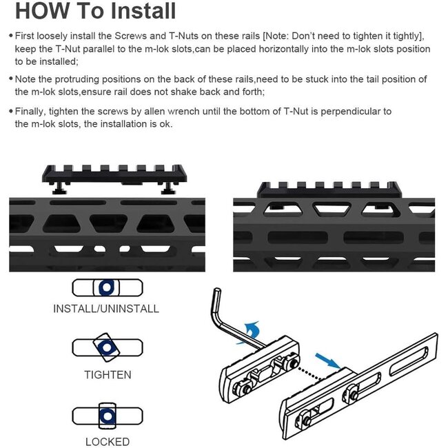 M-Lok Picatinny Rails - 3pcs