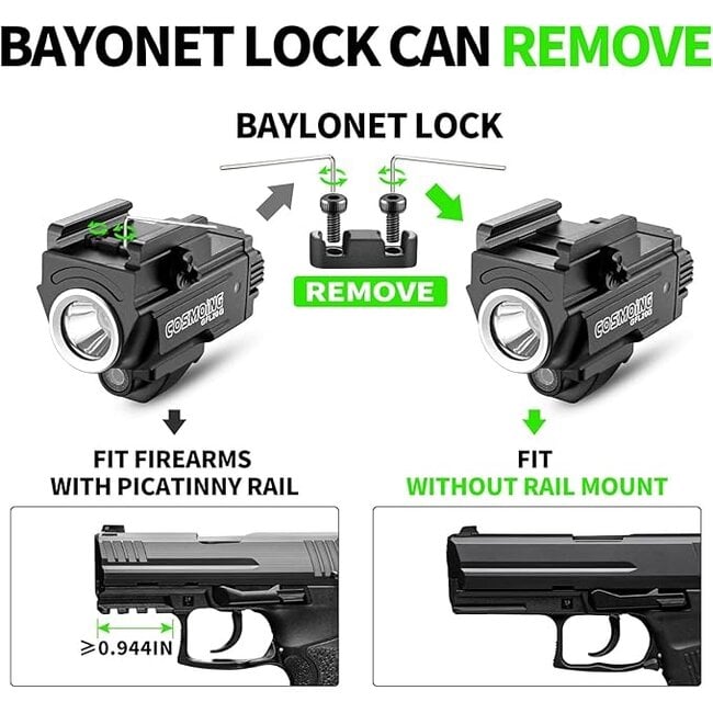 Green Laser/Flashlight Combo Picatinny Mount
