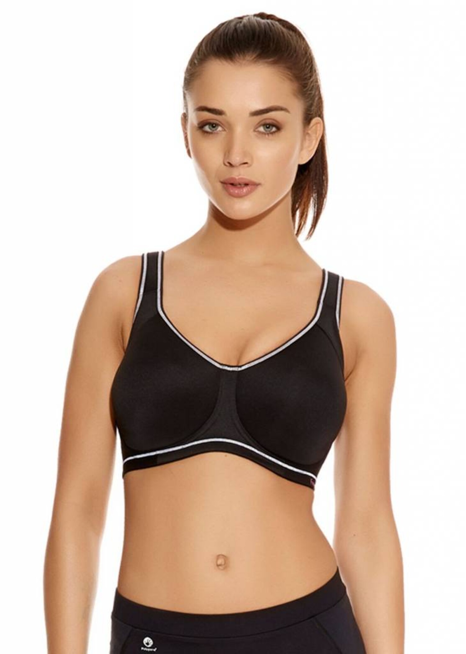 Sonic Pure Leopard Black Moulded Sports Bra from Freya