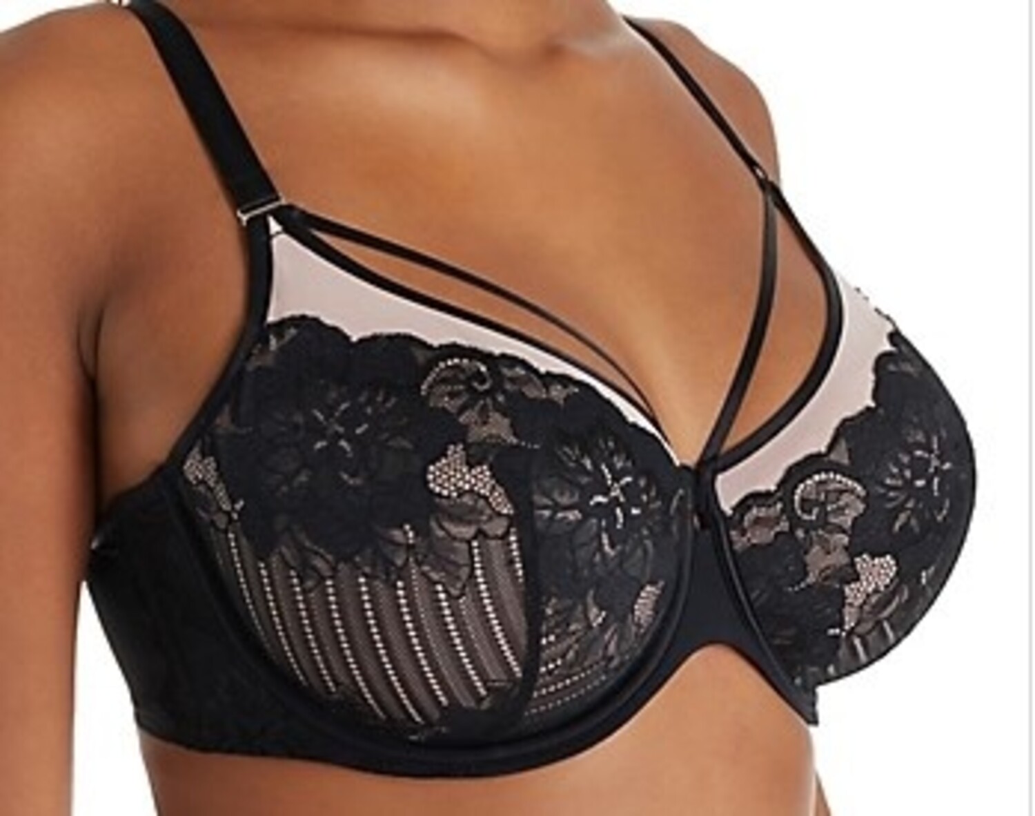Tulip t-shirt bra with lace Black