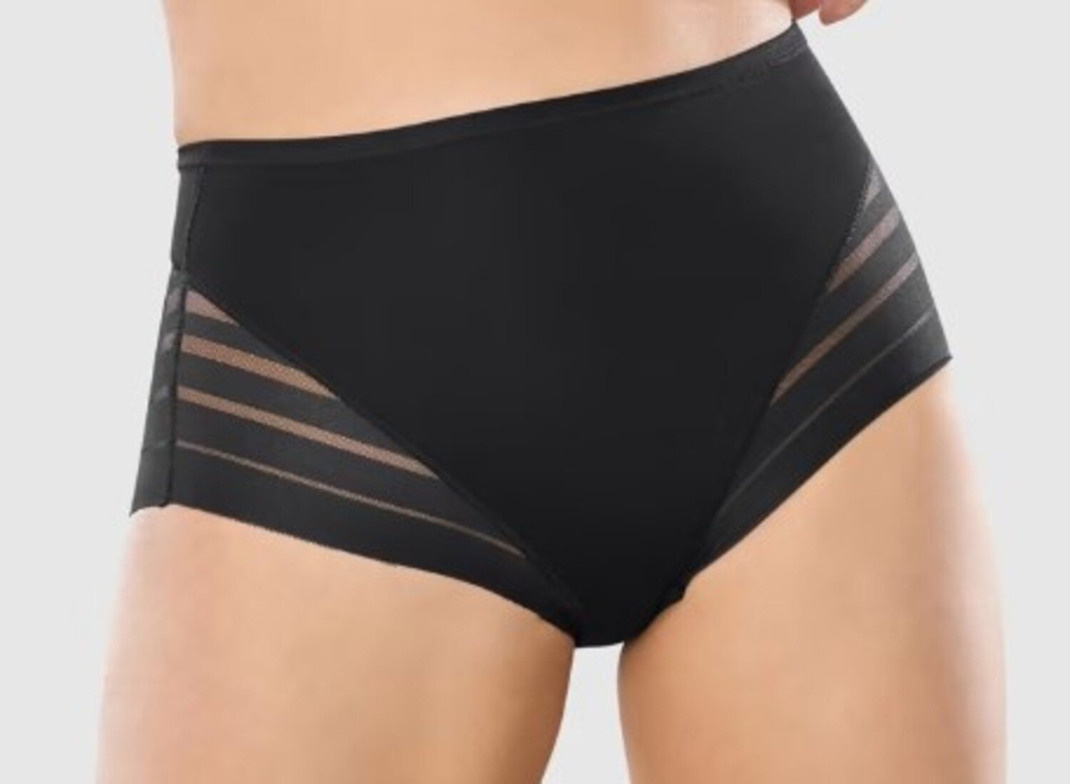 Women Lace Stripe High Waist Compression Underwear Tummy Control