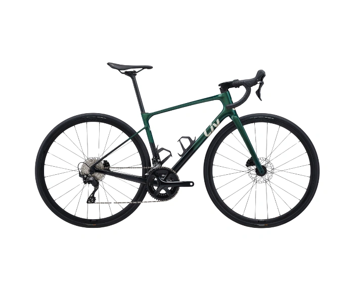 Vélo de route électrique Liv Avail Advanced E+ bordeaux et noir, vu de profil sur fond blanc.