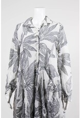 Alembika Long Sleeve Grey Fern Print Dress