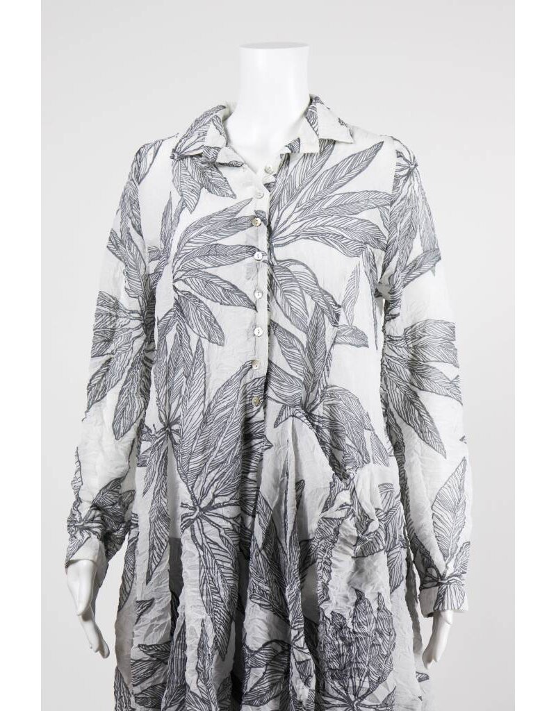 Alembika Long Sleeve Grey Fern Print Dress