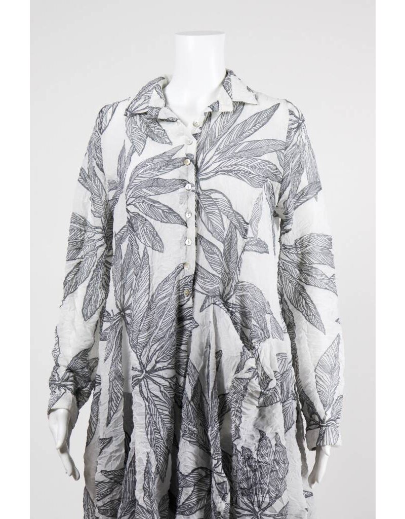 Alembika Long Sleeve Grey Fern Print Dress