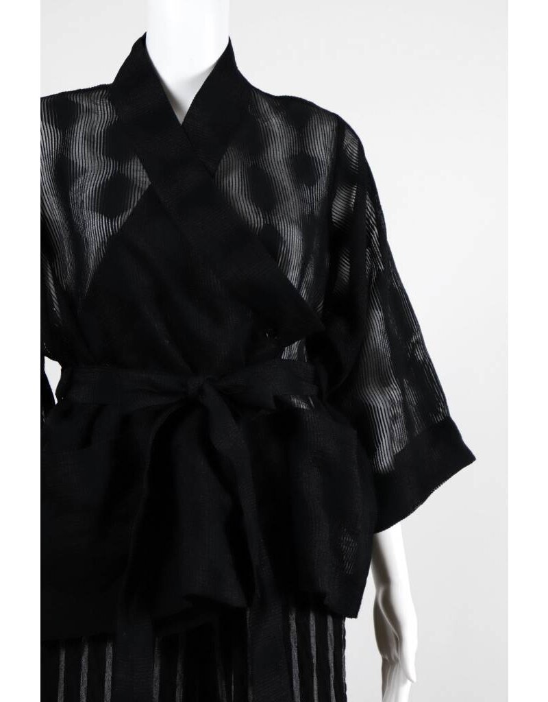 Alembika Sheer Dot 3/4 Sleeve Wrap Jacket