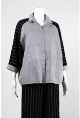 Alembika Dolman Button Front Stripe Top