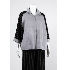 Alembika Dolman Button Front Stripe Top