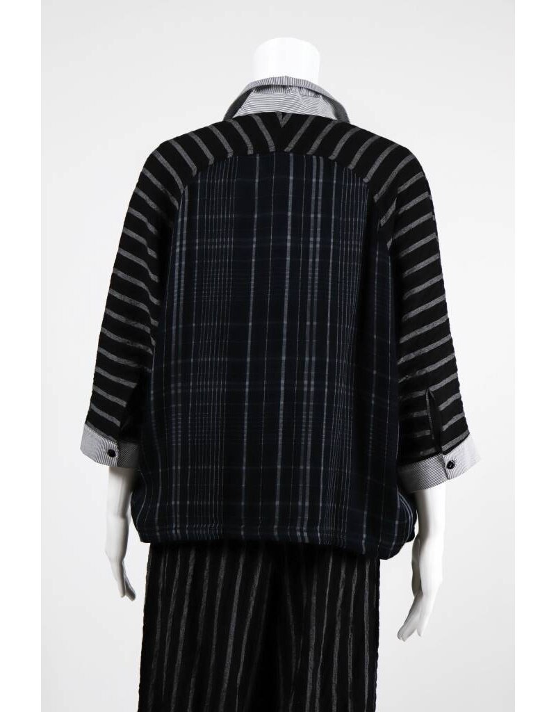 Alembika Dolman Button Front Stripe Top