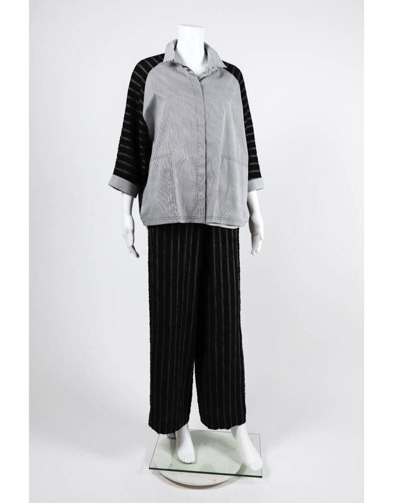 Alembika Dolman Button Front Stripe Top