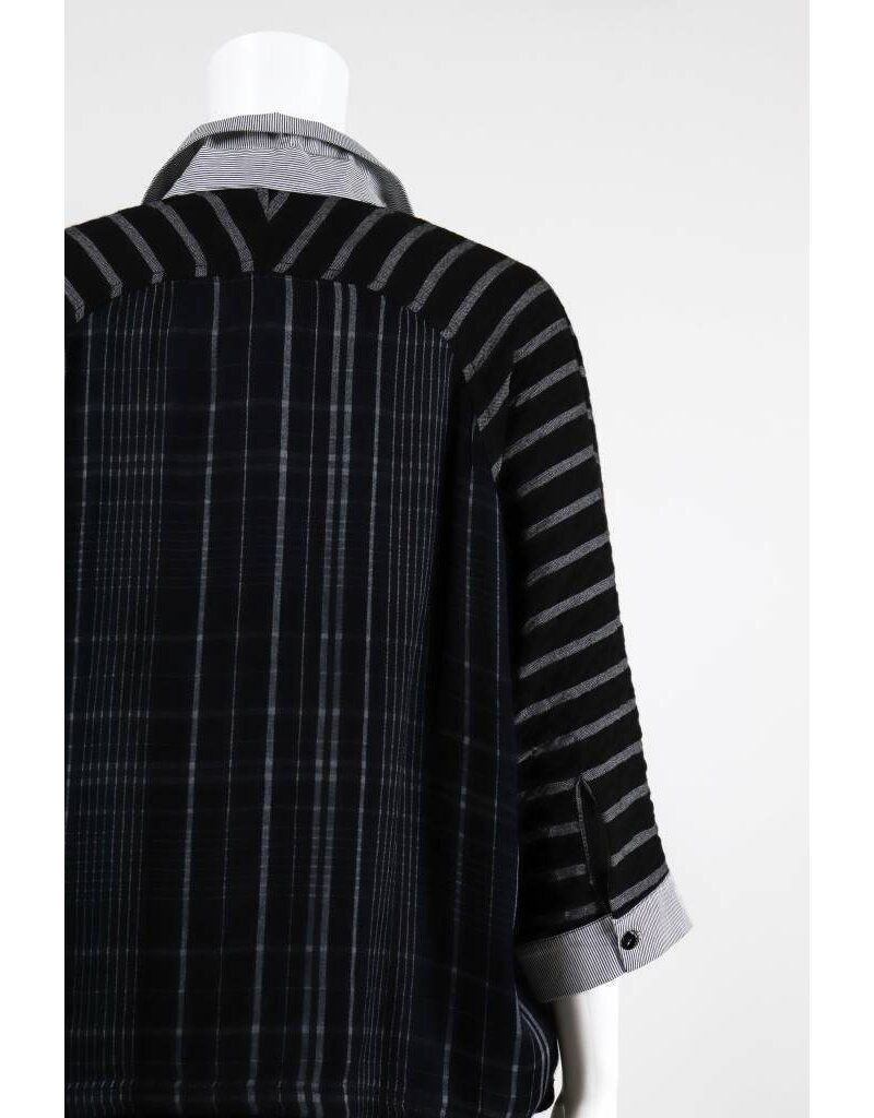 Alembika Dolman Button Front Stripe Top