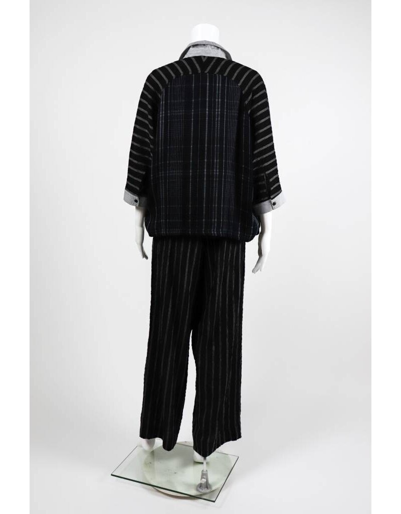 Alembika Dolman Button Front Stripe Top