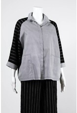 Alembika Dolman Button Front Stripe Top