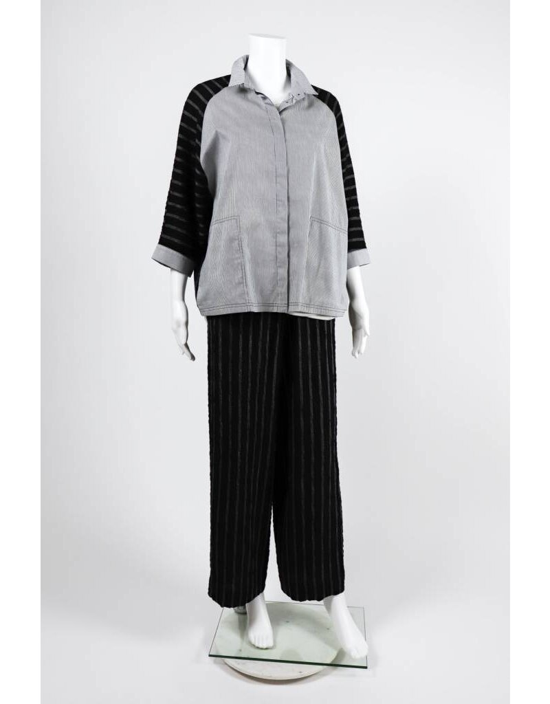 Alembika Dolman Button Front Stripe Top