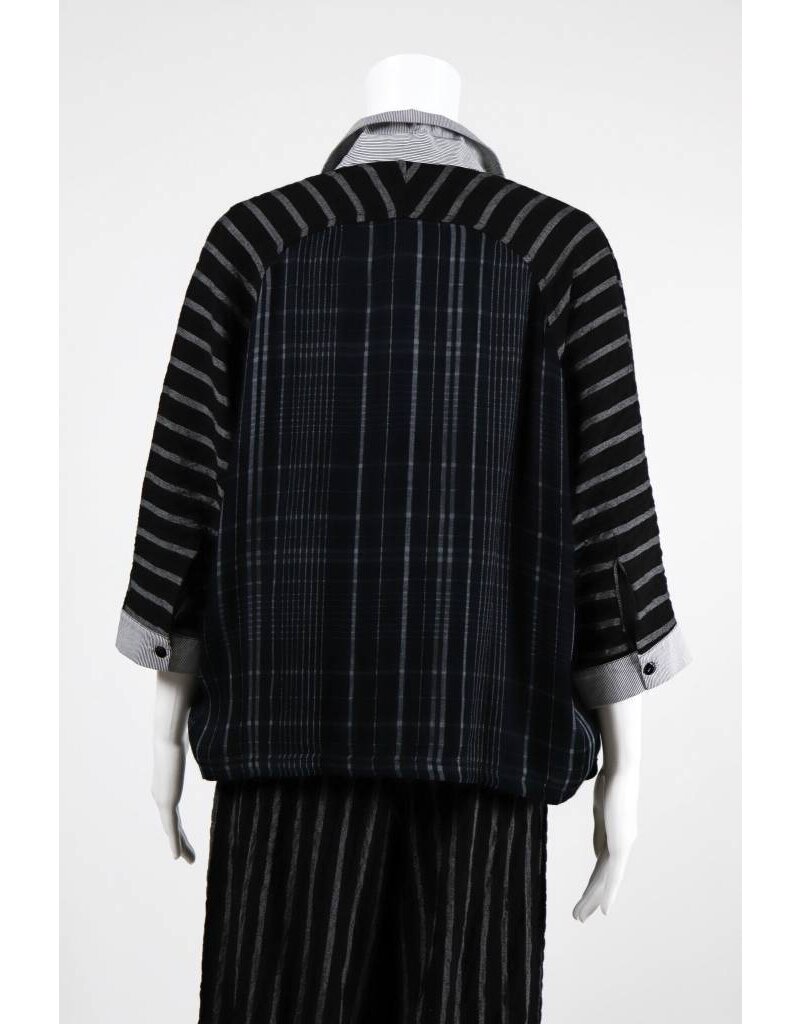 Alembika Dolman Button Front Stripe Top