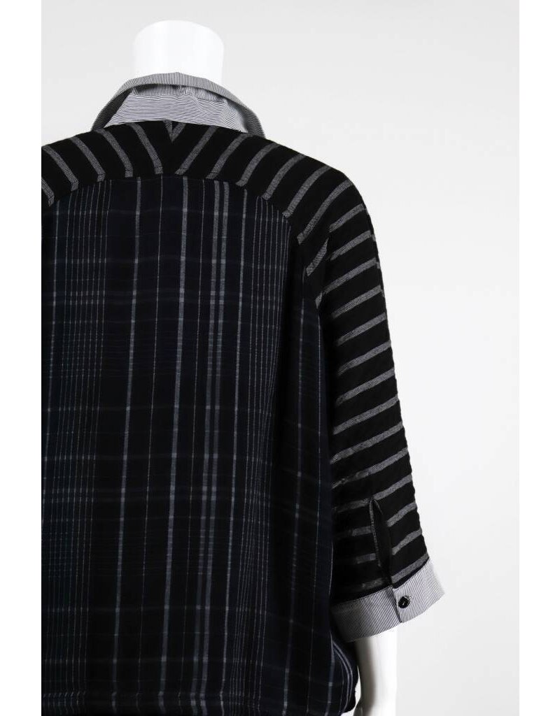 Alembika Dolman Button Front Stripe Top